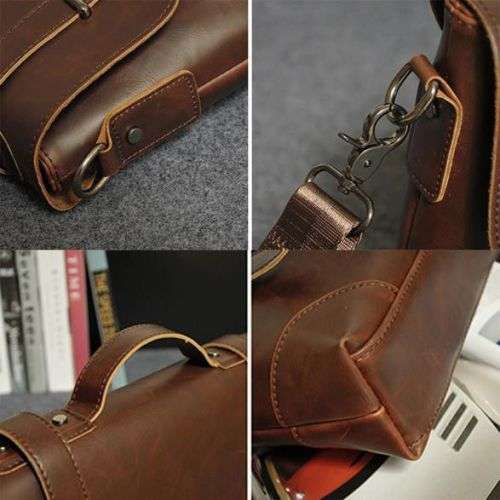 Fashion Men Crazy Horse PU Leather Business Briefcase Handbag