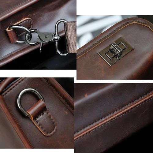 Fashion Men Crazy Horse PU Leather Business Briefcase Handbag