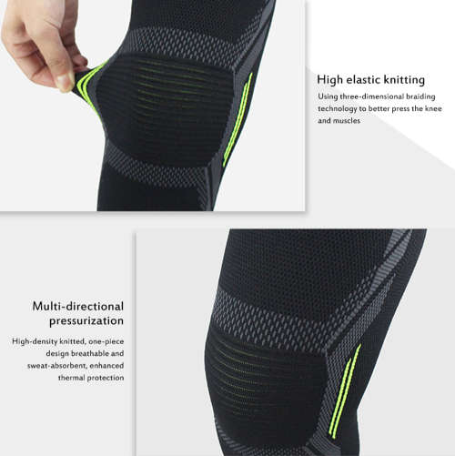 Professional 3D Knee Compression Sleeve Brace with Silicone Pad - Size:L