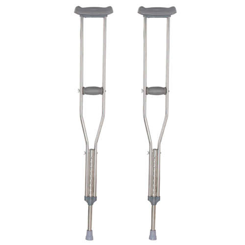 2 Pieces Stainless Steel Collapsible Height Adjustable Underarm Crutch