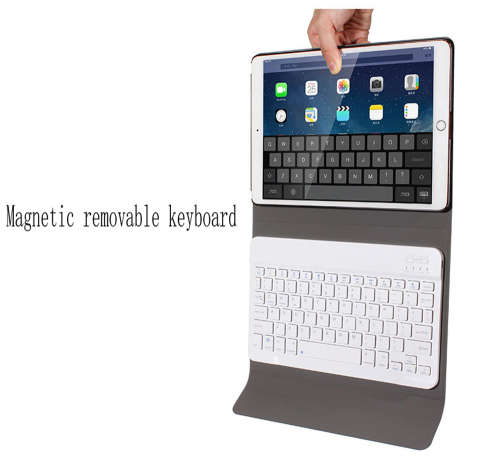 Removable Smart Bluetooth Leather Keyboard Case for Air iPad 9.7-Rose Gold