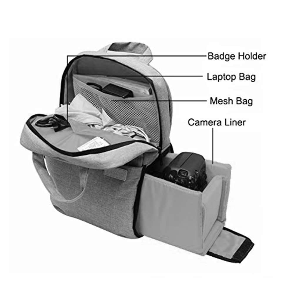 Professional Anti-shock Travel Camera Backpack DSLR Bag - Grey