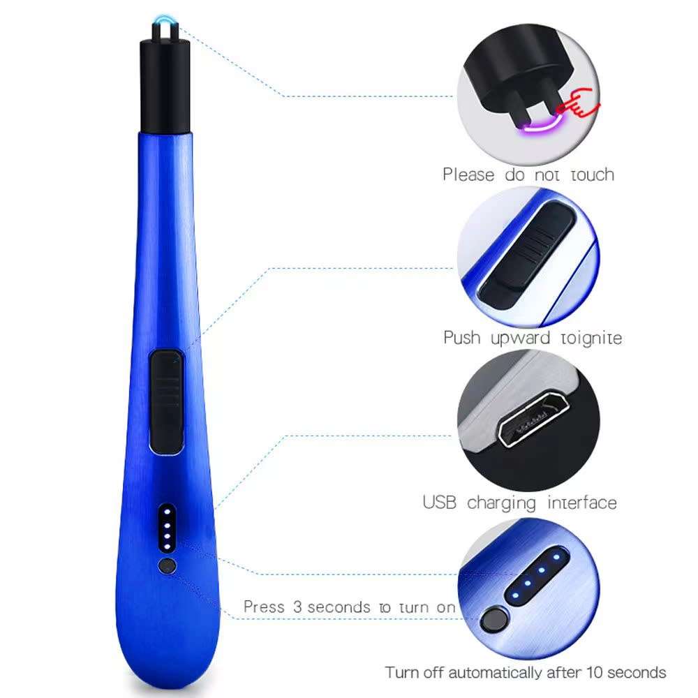 Outdoor BBQ Long Handle Rechargeable Electric USB Pulsed Arc Lighter