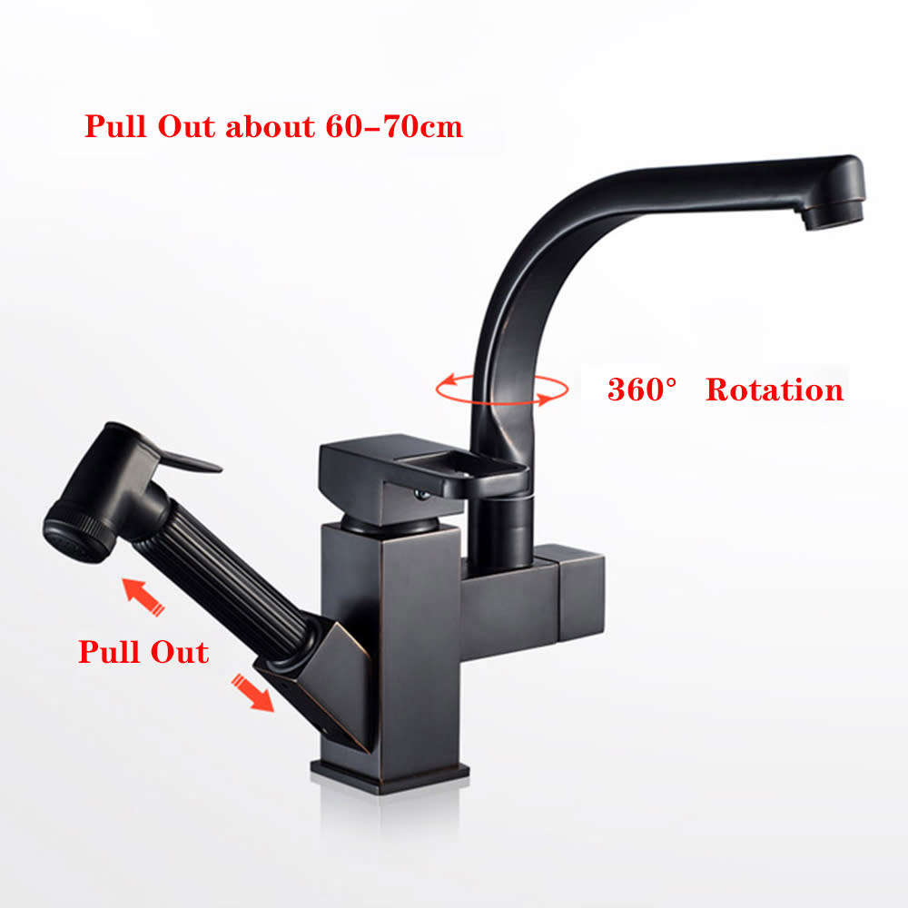 Portable Kitchen 360 Degree Rotation Hot & Cold Pull Out Mixer Tap