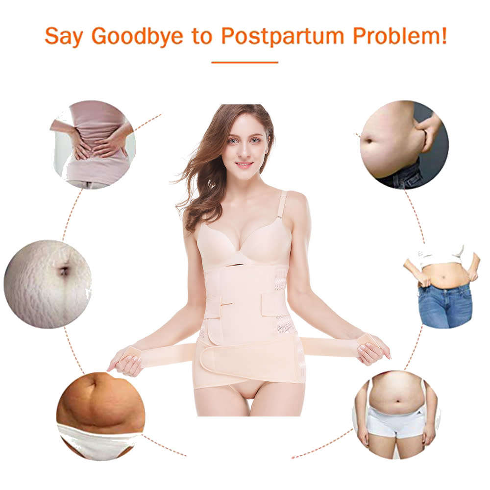 2 in 1 Adjustable Lady Postpartum Belly Recovery Band (Size:XL) - Beige