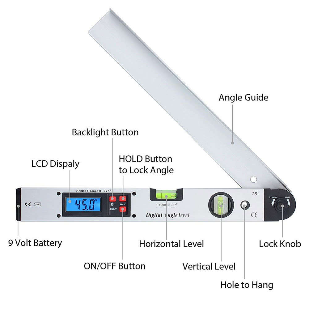 0-225° LCD Digital Angle Level