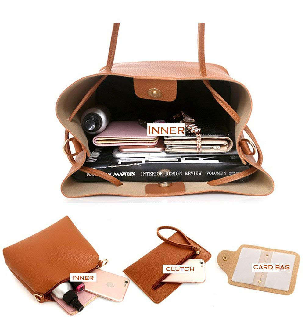 4 in 1 Fashion Handbags Set for Women - Brown
