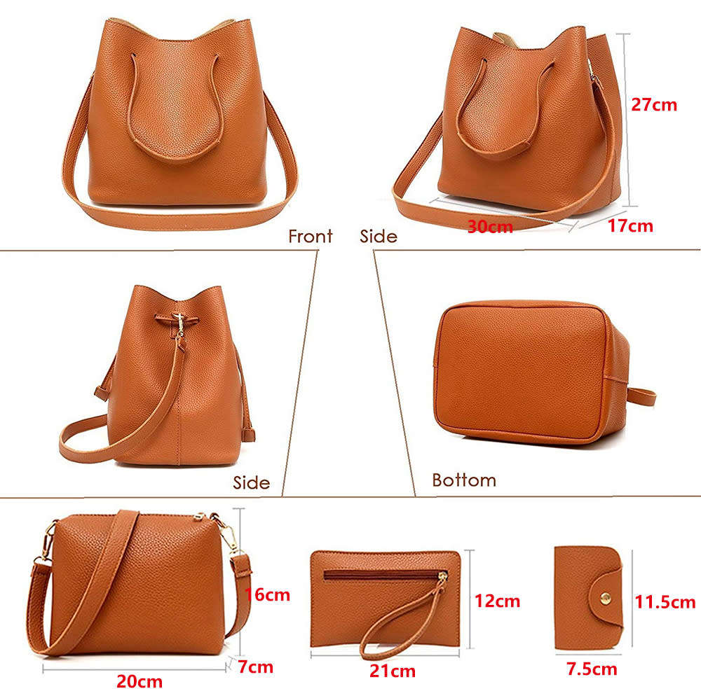 4 in 1 Fashion Handbags Set for Women - Brown