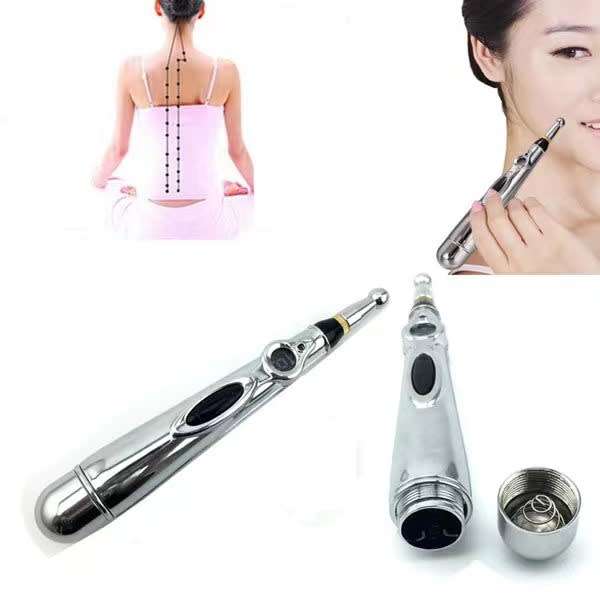 Electric Acupuncture Magnet Therapy Heal Massage Pen - Silver