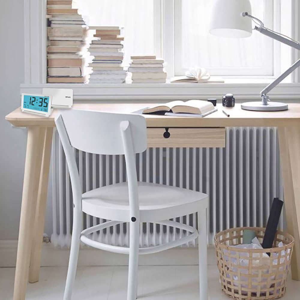 Portable Ultrathin LED Digital Travel Alarm Clock with Night Lamp - White