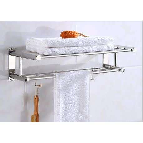 Double Towel Bar Bathroom Shelves Towel Rack