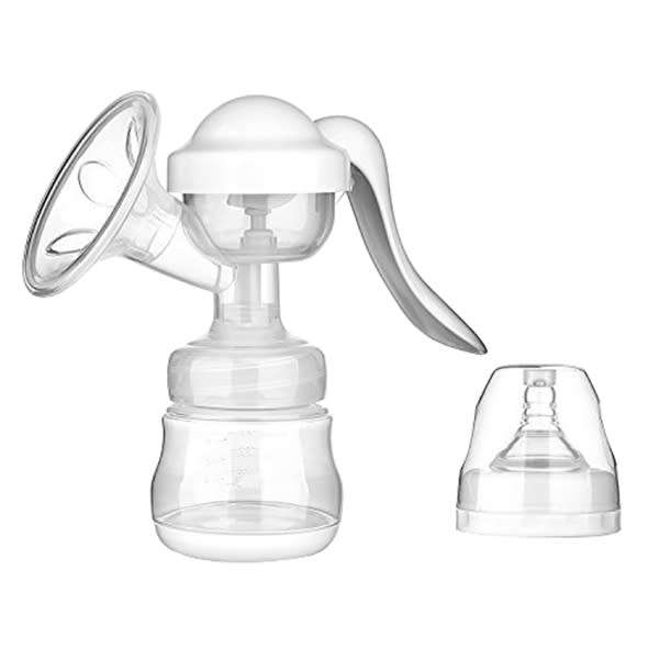 Manual Breast Pump with Lid for Breastfeeding - White