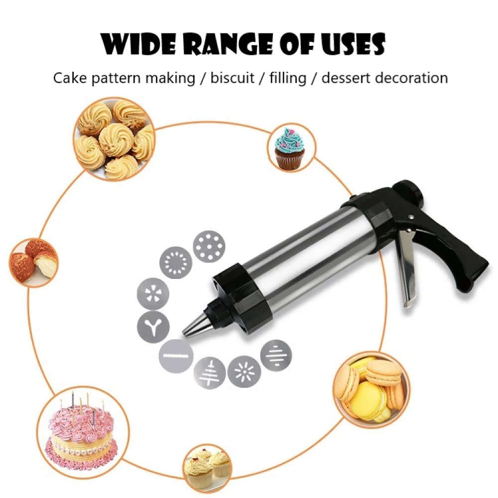 Stainless Steel Cookie Press Gun Kit for DIY Home Party Fun