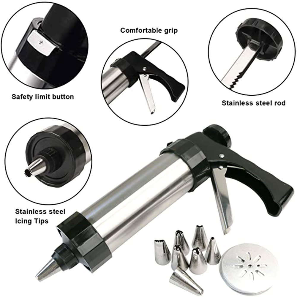 Stainless Steel Cookie Press Gun Kit for DIY Home Party Fun