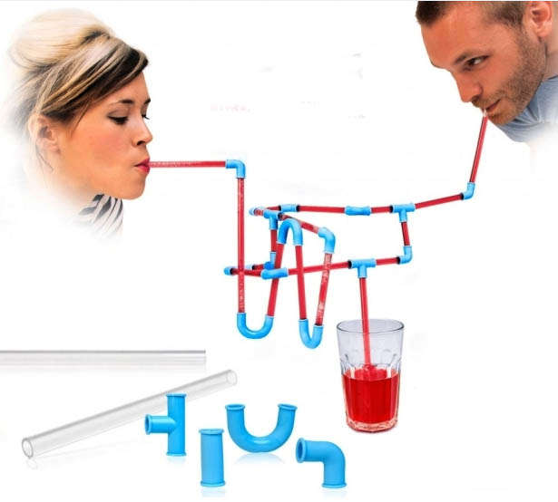 *LOCAL STOCK* Transparent tube DIY lazy people crazy straw funny drinking straw