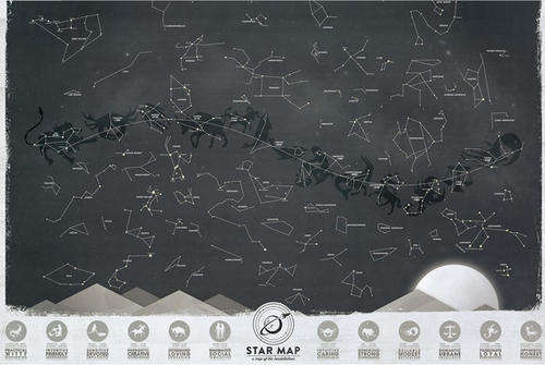 *LOCAL STOCK* Luckies Star Constellation Map Astronomy Space Stars Glow In The Dark Poster