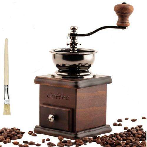 *LOCAL STOCK* Quality Mini Old Style Wood Metal Manual Operation home Coffee Bean Grinder mill
