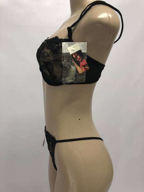 size 36B lace bra and G-string set black
