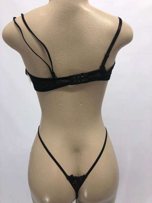 size 36B lace bra and G-string set black