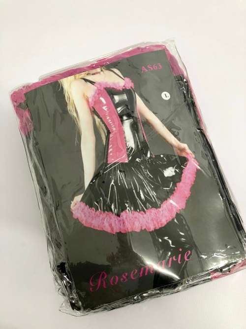 Size M sexy Lingerie PU with pink skirt