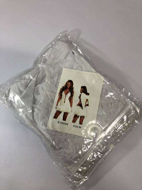 Size M white feather sexy skirt Lingerie