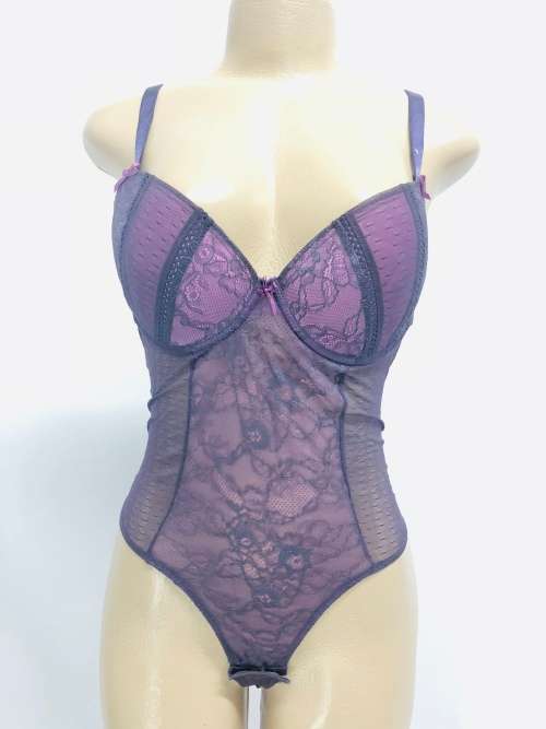 size 34B one piece bodysuit purple