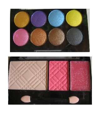 8 palette eye shadow with powder, blush & lipgloss