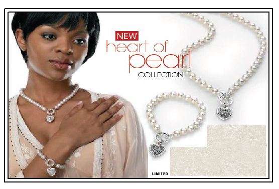 Glass pearl heart necklace and bracelet (FREE SHIPPING)