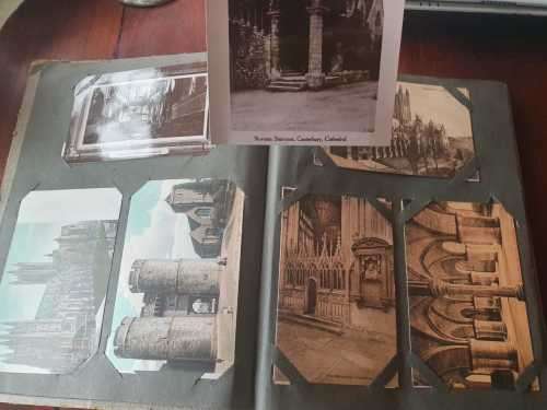 Vintage postcard album with 67 postcards