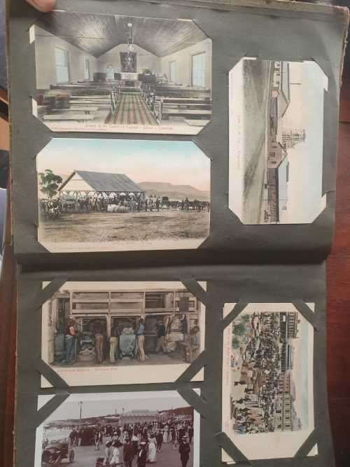 Vintage postcard album with 67 postcards