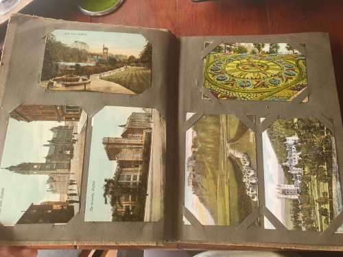 Vintage postcard album with 67 postcards
