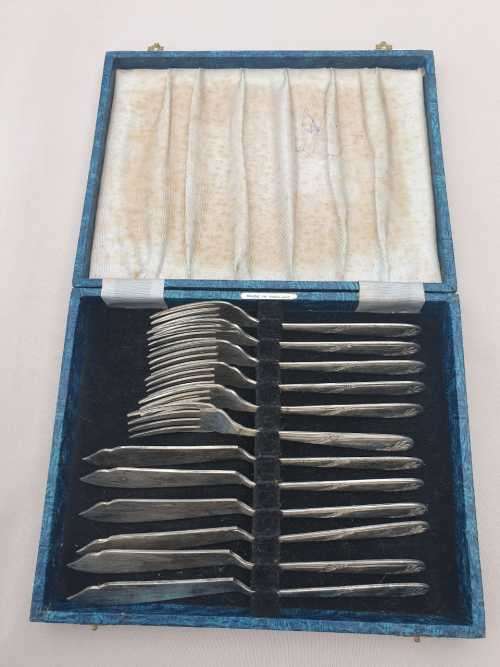 Silver plated fish knives and fork set, Angora silver plated EPNS, made in England