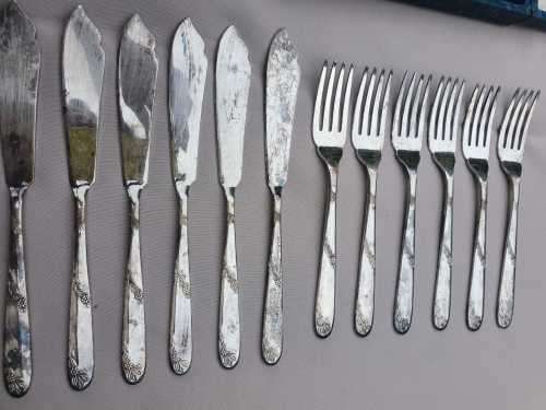 Silver plated fish knives and fork set, Angora silver plated EPNS, made in England