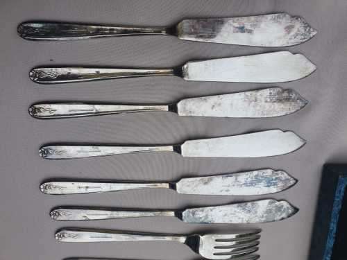 Silver plated fish knives and fork set, Angora silver plated EPNS, made in England