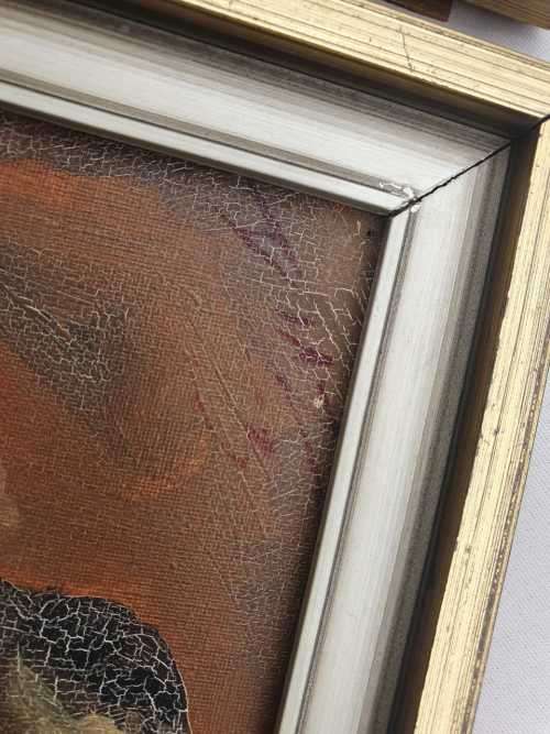 Diaz '73 original paint on canvas of men smoking x2