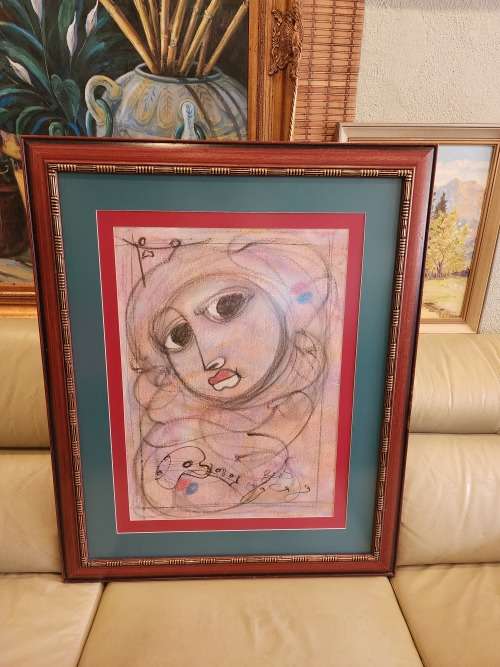 Ben Macala Face With A Guitar Mixed Medium Art