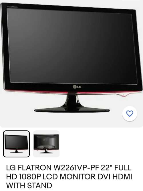 LG Flatron W2261VP-PF 22 Inch Full HD 1080P LCD HDMI Monitor