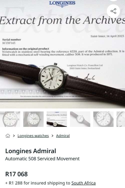 Watch Longines Admiral Automatic Watch
