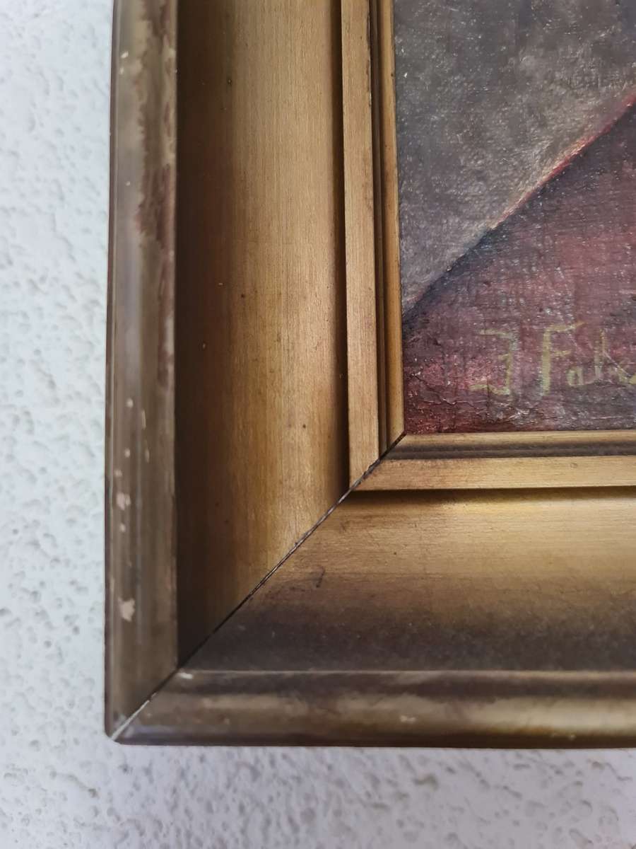 J Faber Antique Oil Painting - 1922