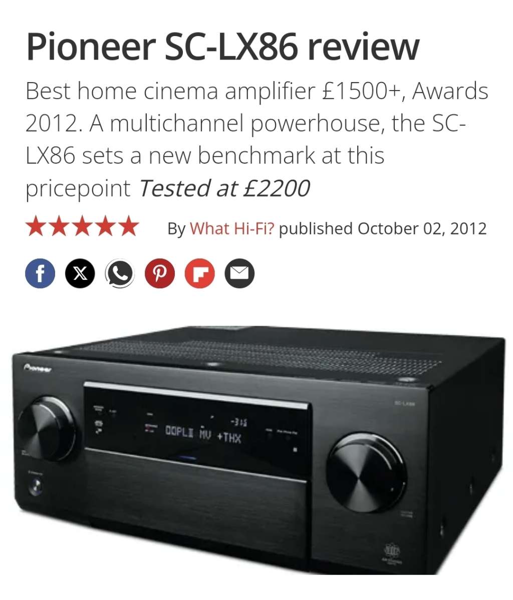 Pioneer SC-LX86 Multi Channel Power House Audio Video Receiver