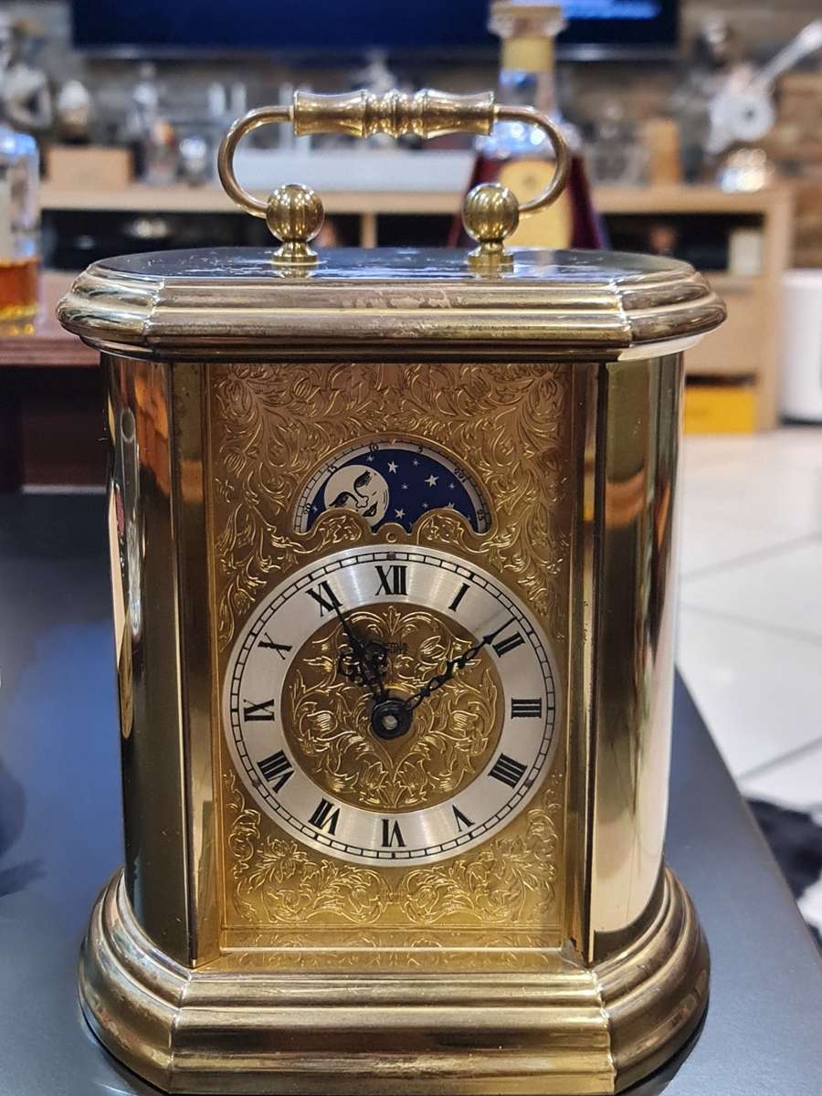 Vintage Moon Face Brass Desktop Clock