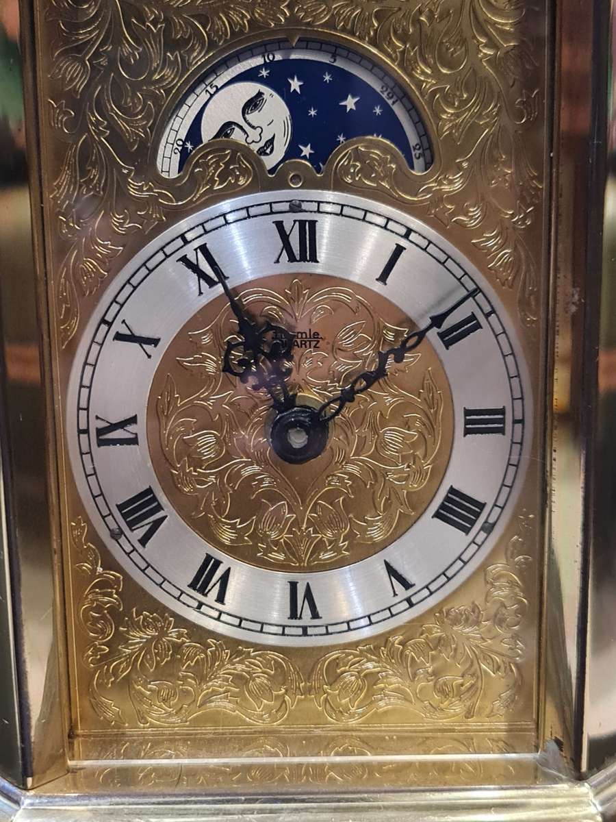 Vintage Moon Face Brass Desktop Clock