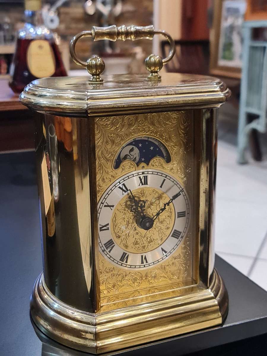 Vintage Moon Face Brass Desktop Clock
