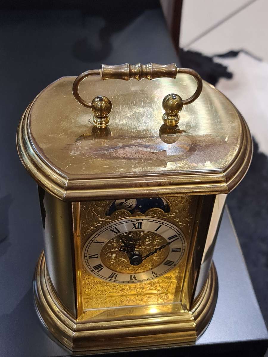 Vintage Moon Face Brass Desktop Clock