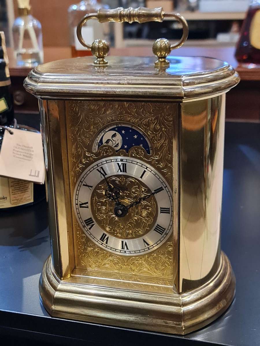 Vintage Moon Face Brass Desktop Clock