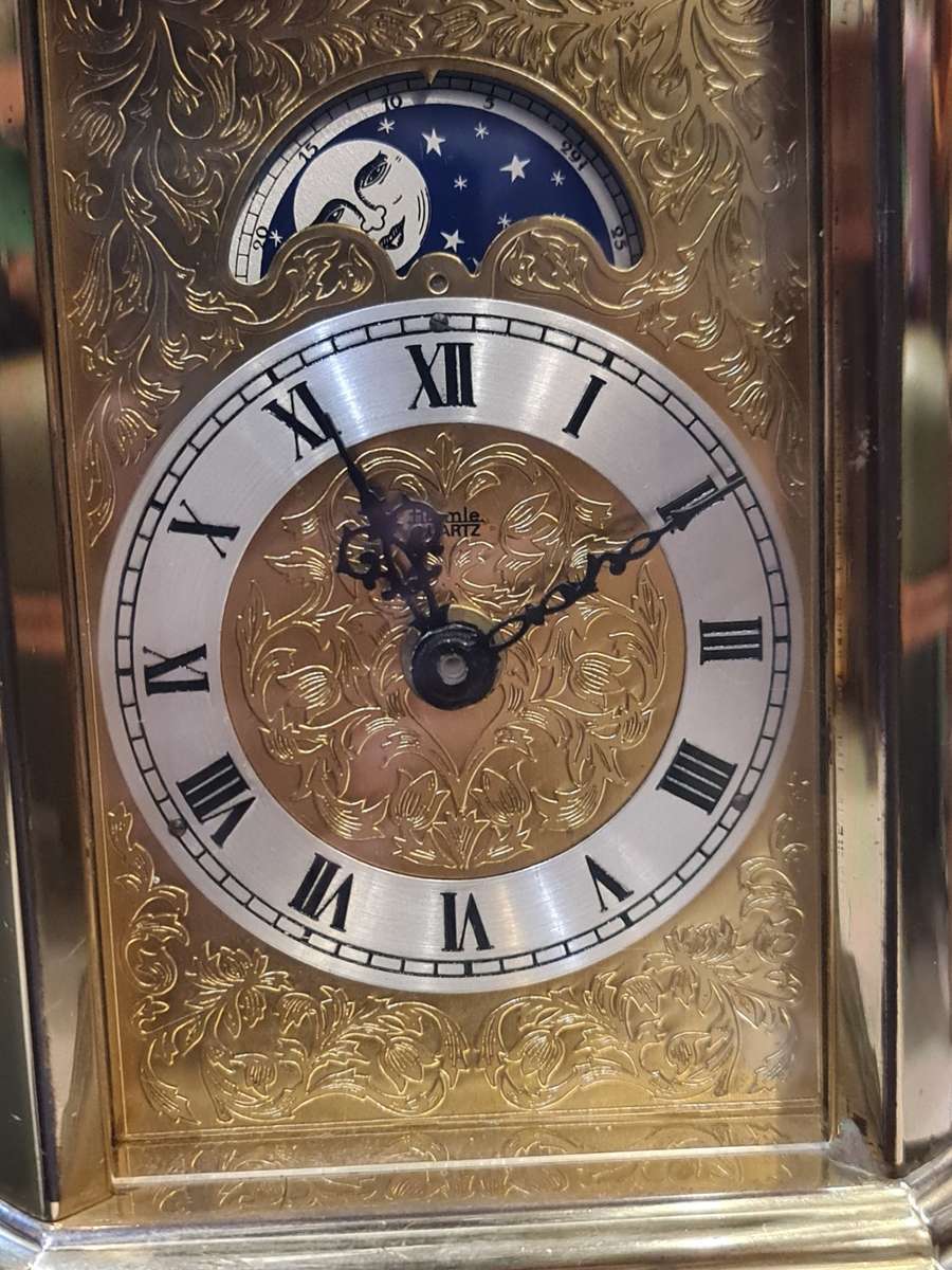 Vintage Moon Face Brass Desktop Clock