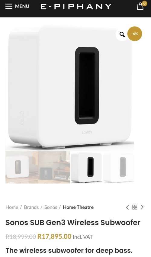 Sonos Gen 3 Wireless Premium Subwoofer