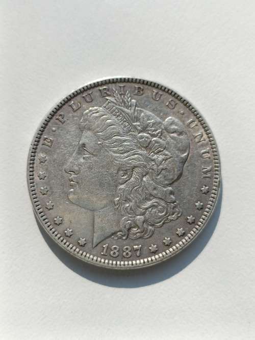 $1 DOLLAR MORGAN SILVER COIN 1887 VINTAGE, COLLECTORS ITEM