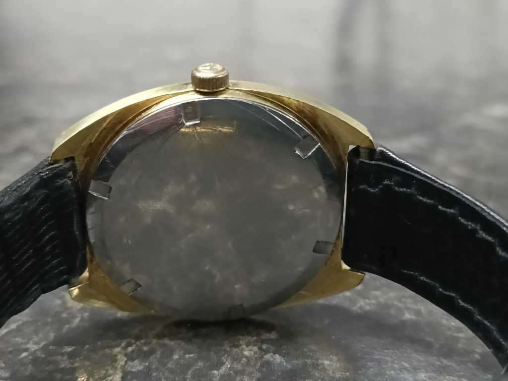 Zenith Sporto Automatic Vintage Watch, Gold Dial, Black Strap