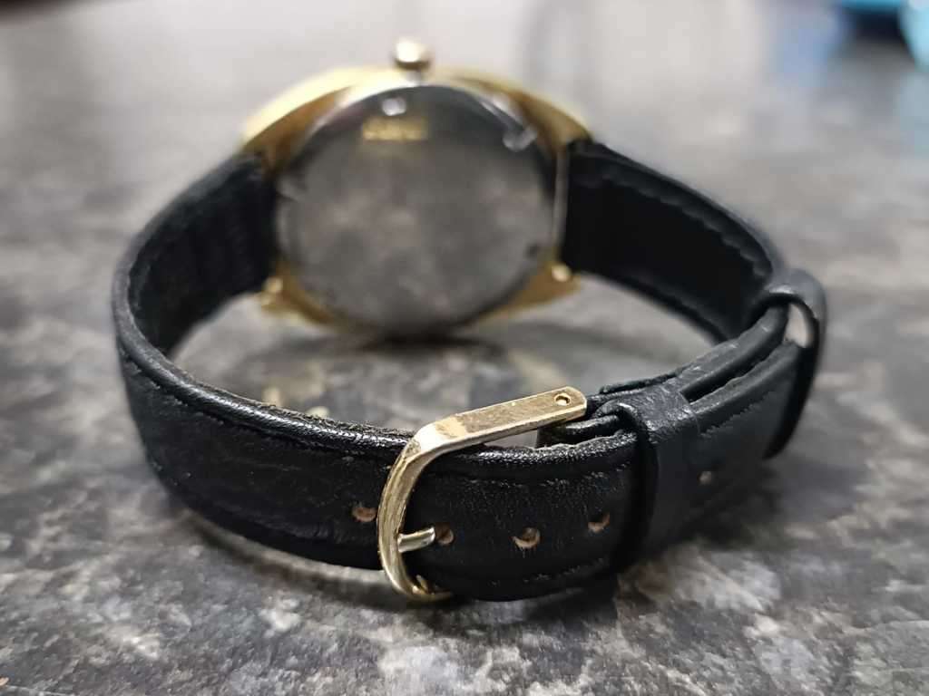 Zenith Sporto Automatic Vintage Watch, Gold Dial, Black Strap